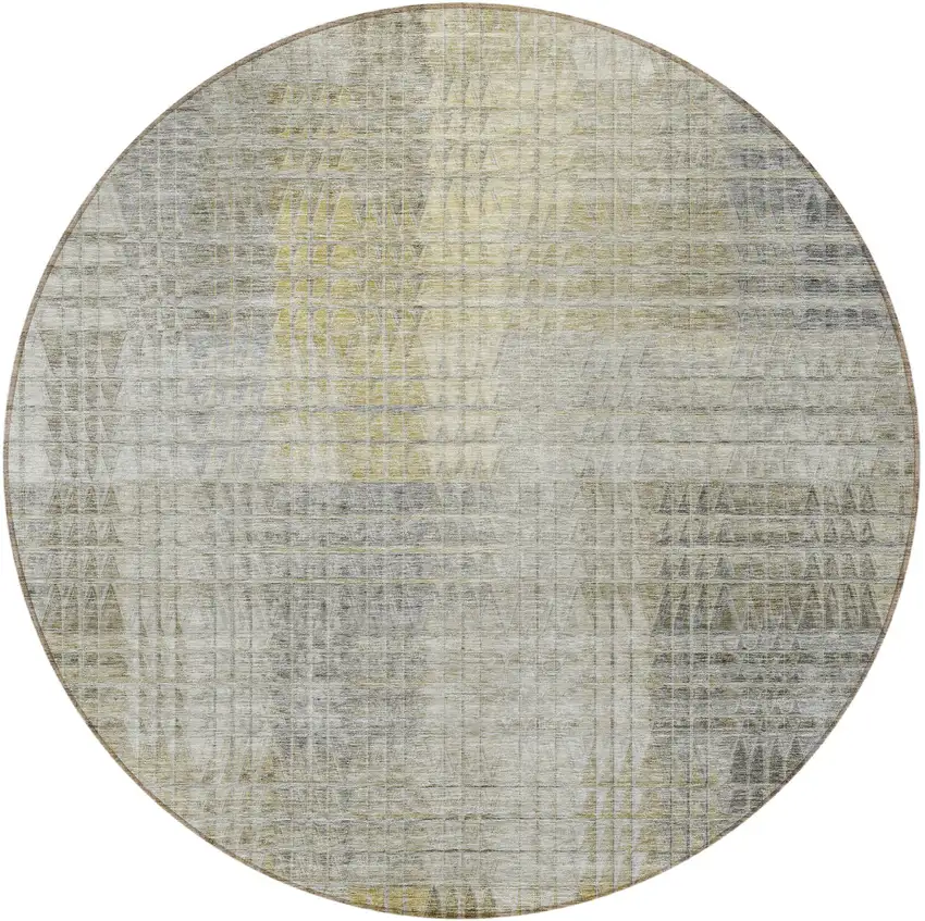 8' Taupe Beige And Brown Round Abstract Washable Indoor Outdoor Area Rug Photo 5