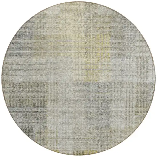 8' Taupe Beige And Brown Round Abstract Washable Indoor Outdoor Area Rug Photo 4