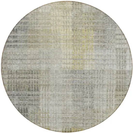 8' Taupe Beige And Brown Round Abstract Washable Indoor Outdoor Area Rug Photo 2