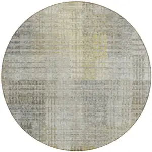 Photo of 8' Taupe Beige And Brown Round Abstract Washable Indoor Outdoor Area Rug