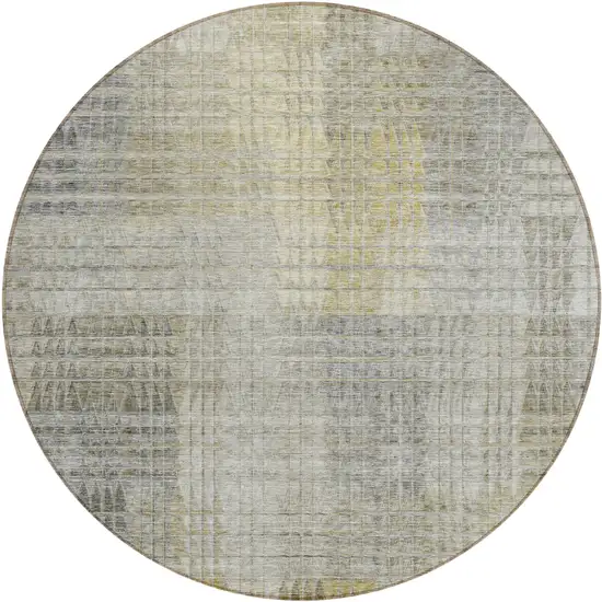 8' Taupe Beige And Brown Round Abstract Washable Indoor Outdoor Area Rug Photo 2
