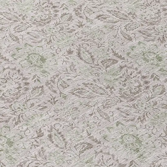 8' Taupe Beige And Brown Round Floral Washable Indoor Outdoor Area Rug Photo 8