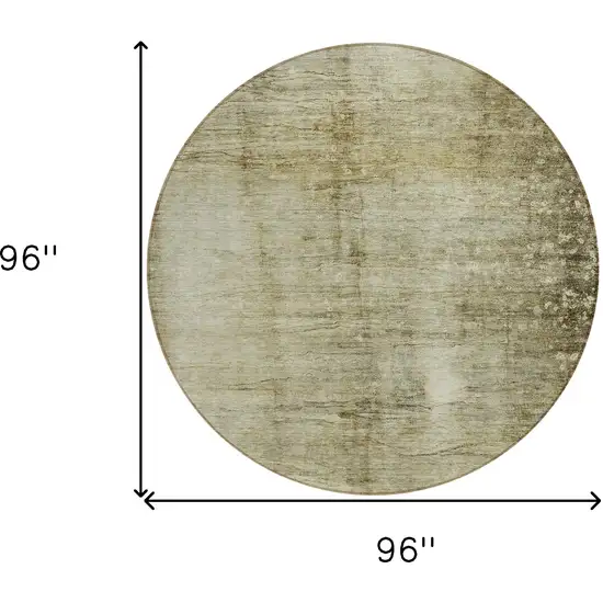 8' Taupe Beige And Chocolate Round Abstract Washable Indoor Outdoor Area Rug Photo 3