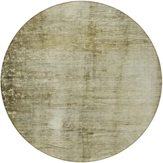 8' Taupe Beige And Chocolate Round Abstract Washable Indoor Outdoor Area Rug Photo 5