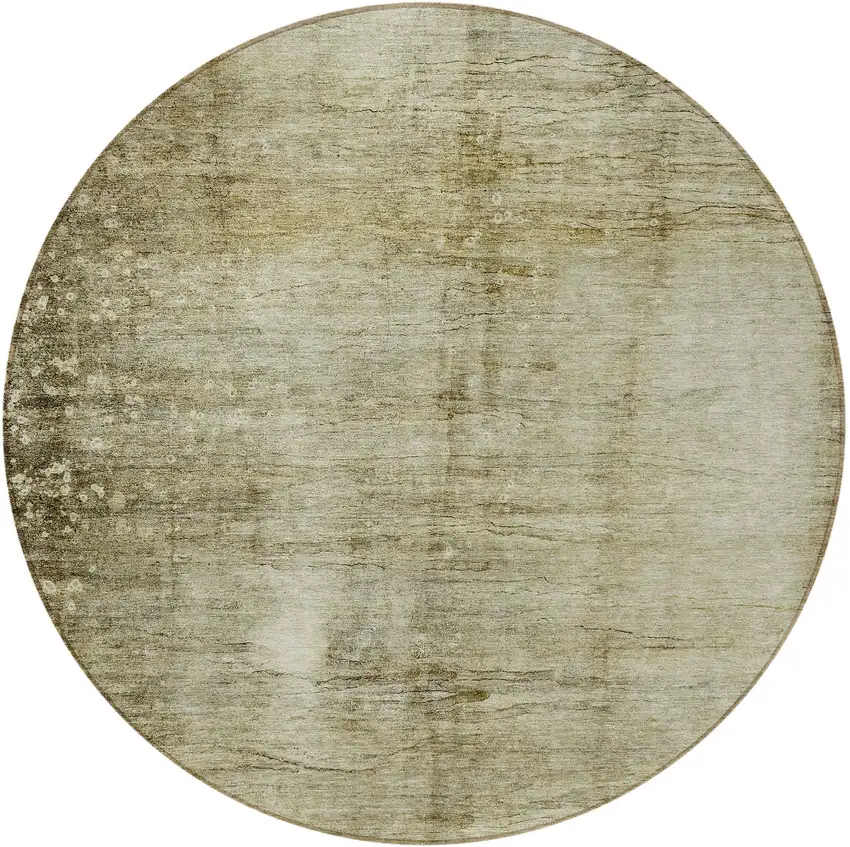 8' Taupe Beige And Chocolate Round Abstract Washable Indoor Outdoor Area Rug Photo 5