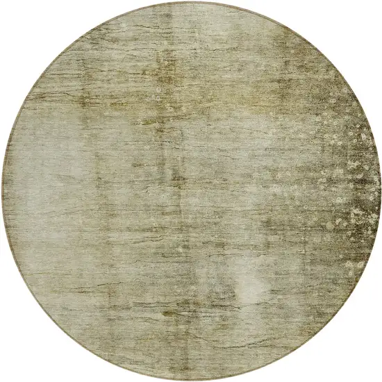 8' Taupe Beige And Chocolate Round Abstract Washable Indoor Outdoor Area Rug Photo 2