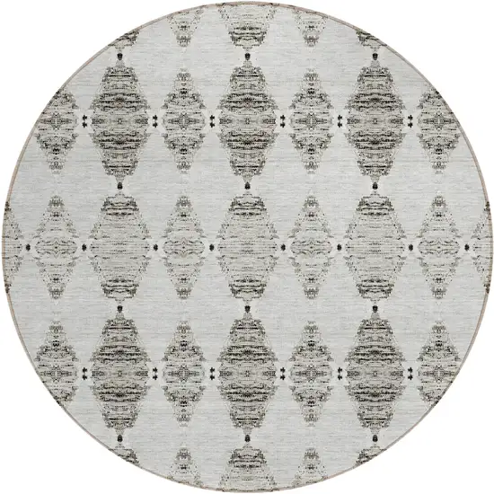 8' Taupe Beige And Coffee Round Moroccan Washable Indoor Outdoor Area Rug Photo 2