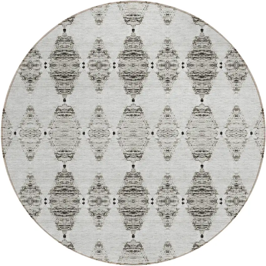 8' Taupe Beige And Coffee Round Moroccan Washable Indoor Outdoor Area Rug Photo 2