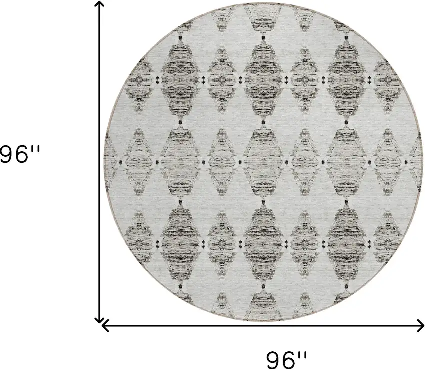 8' Taupe Beige And Coffee Round Moroccan Washable Indoor Outdoor Area Rug Photo 3