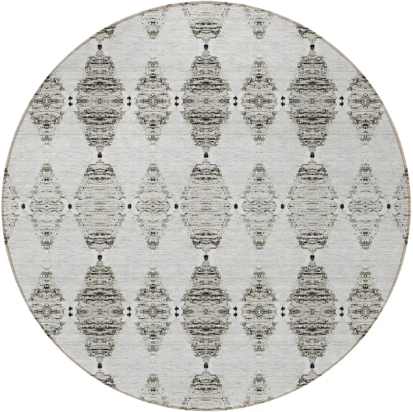 8' Taupe Beige And Coffee Round Moroccan Washable Indoor Outdoor Area Rug Photo 5