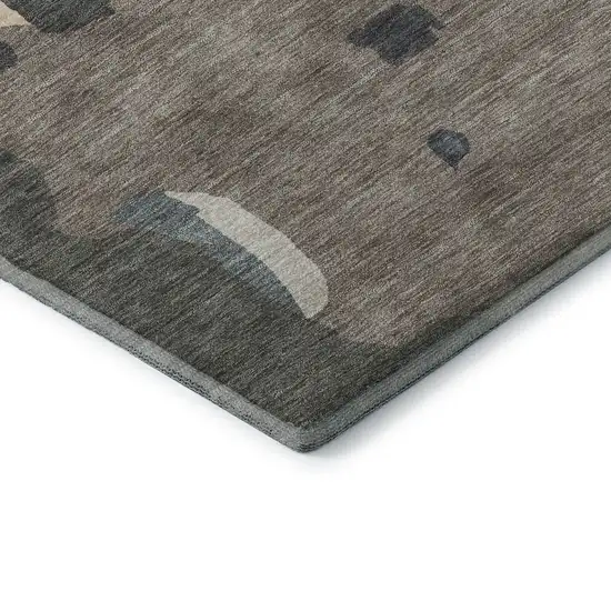 8' Taupe Beige And Cream Abstract Washable Round Rug With UV Protection Photo 6