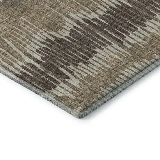 8' Taupe Beige And Cream Striped Washable Round Rug With UV Protection Photo 7