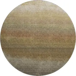 Photo of 8' Taupe Beige And Gold Ombre Washable Round Rug With UV Protection