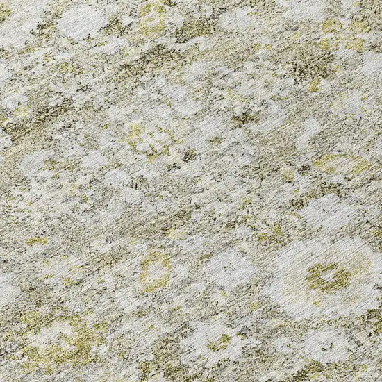 8' Taupe Beige And Gold Round Oriental Washable Indoor Outdoor Area Rug Photo 9