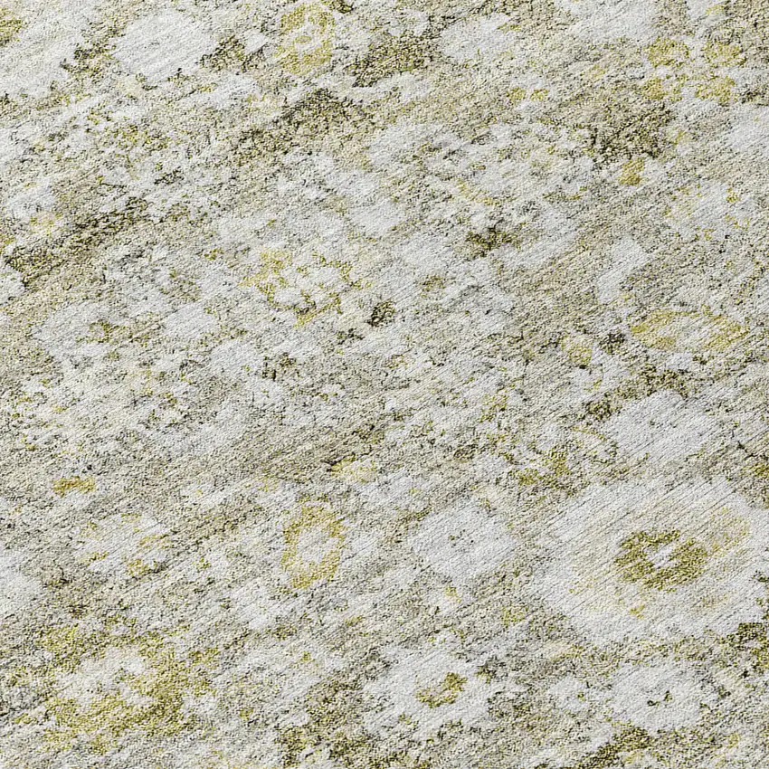 8' Taupe Beige And Gold Round Oriental Washable Indoor Outdoor Area Rug Photo 9
