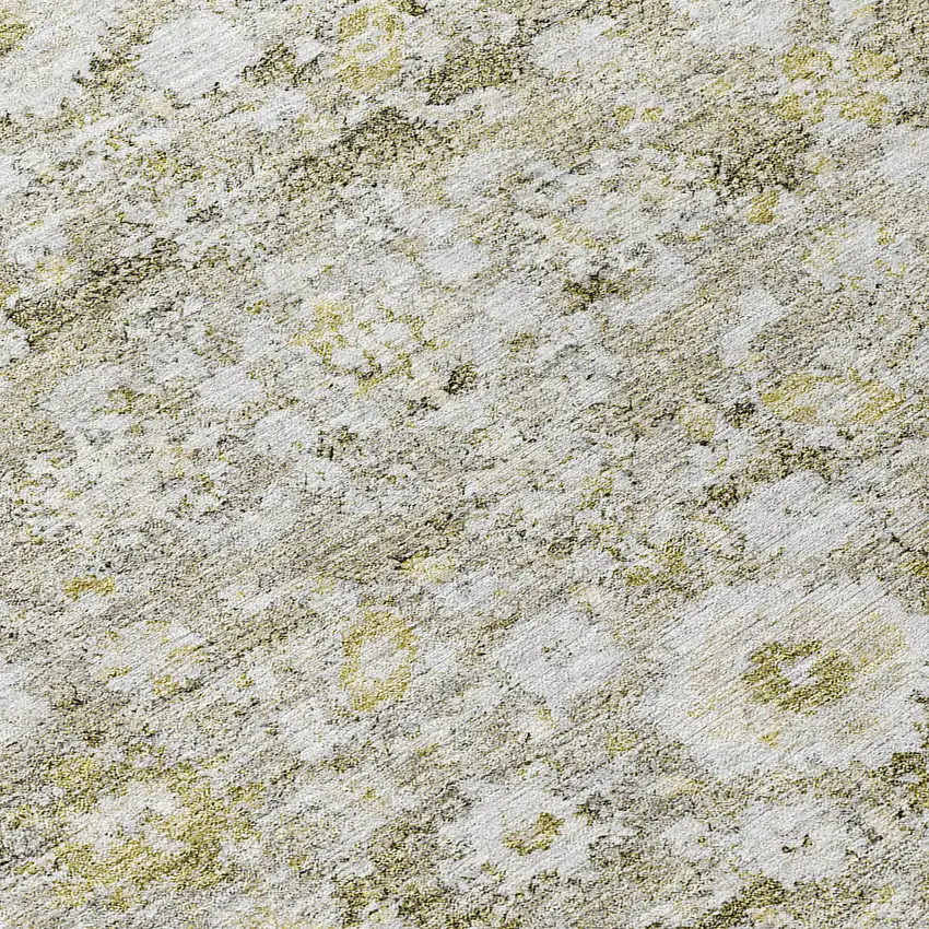 8' Taupe Beige And Gold Round Oriental Washable Indoor Outdoor Area Rug Photo 9