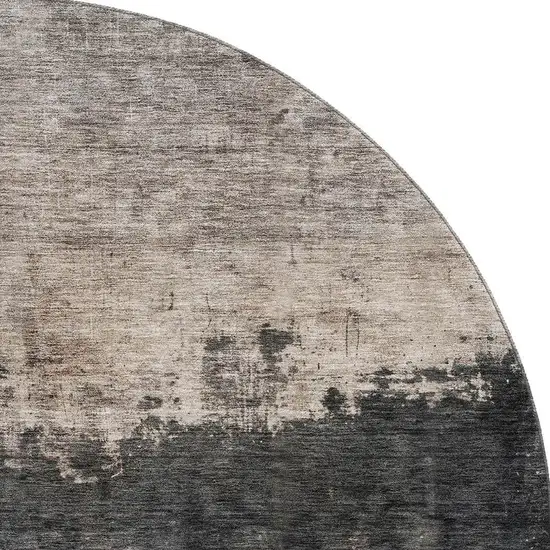 8' Taupe Beige And Gray Abstract Washable Round Rug With UV Protection Photo 2