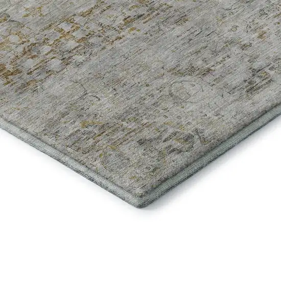 8' Taupe Beige And Gray Floral Medallion Washable Round Rug With UV Protection Photo 6