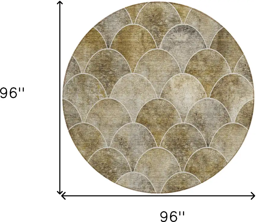8' Taupe Beige And Gray Round Abstract Washable Indoor Outdoor Area Rug Photo 3