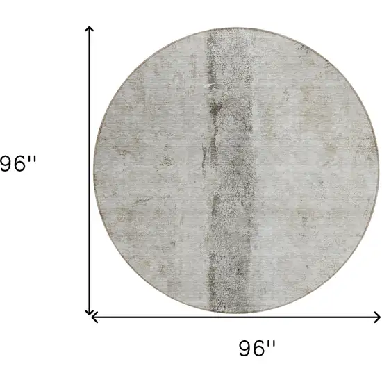 8' Taupe Beige And Gray Round Abstract Washable Indoor Outdoor Area Rug Photo 3