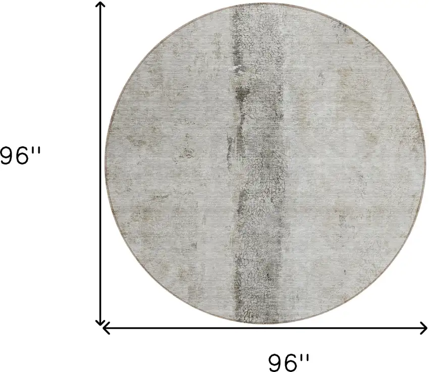 8' Taupe Beige And Gray Round Abstract Washable Indoor Outdoor Area Rug Photo 3
