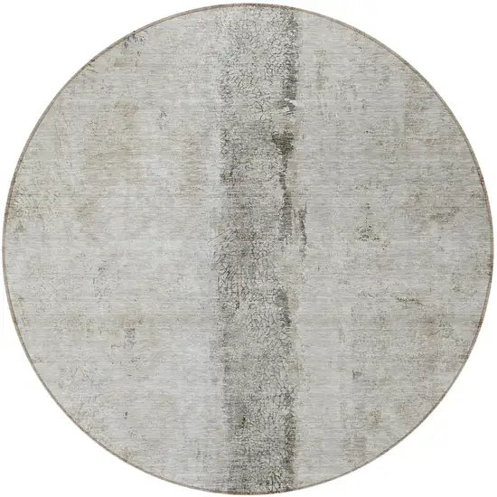 8' Taupe Beige And Gray Round Abstract Washable Indoor Outdoor Area Rug Photo 5