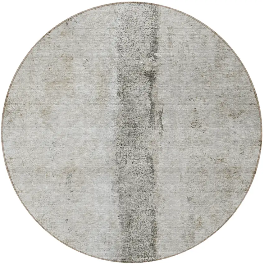 8' Taupe Beige And Gray Round Abstract Washable Indoor Outdoor Area Rug Photo 5