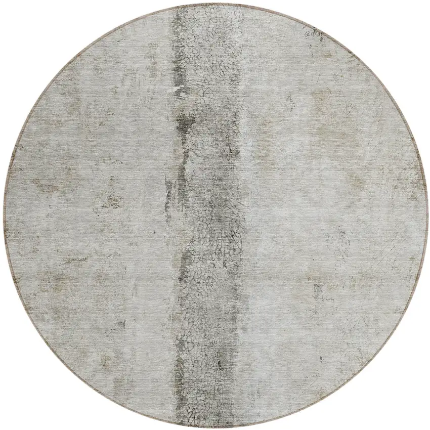 8' Taupe Beige And Gray Round Abstract Washable Indoor Outdoor Area Rug Photo 2
