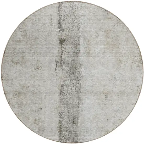 8' Taupe Beige And Gray Round Abstract Washable Indoor Outdoor Area Rug Photo 2
