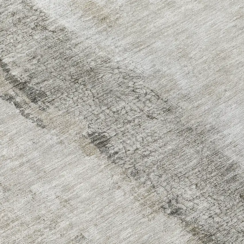 8' Taupe Beige And Gray Round Abstract Washable Indoor Outdoor Area Rug Photo 4