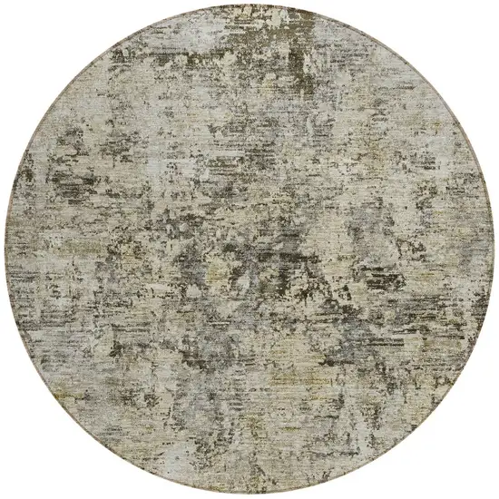 8' Taupe Beige And Gray Round Abstract Washable Indoor Outdoor Area Rug Photo 4