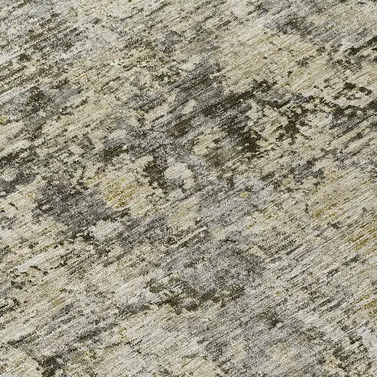8' Taupe Beige And Gray Round Abstract Washable Indoor Outdoor Area Rug Photo 9