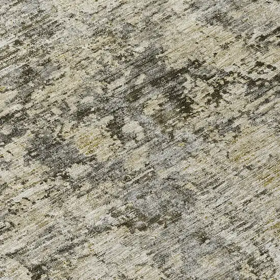8' Taupe Beige And Gray Round Abstract Washable Indoor Outdoor Area Rug Photo 9