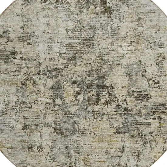 8' Taupe Beige And Gray Round Abstract Washable Indoor Outdoor Area Rug Photo 5