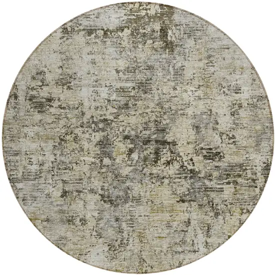 8' Taupe Beige And Gray Round Abstract Washable Indoor Outdoor Area Rug Photo 2