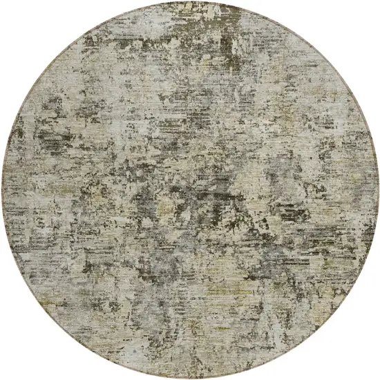 8' Taupe Beige And Gray Round Abstract Washable Indoor Outdoor Area Rug Photo 2