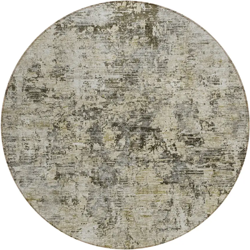 8' Taupe Beige And Gray Round Abstract Washable Indoor Outdoor Area Rug Photo 2