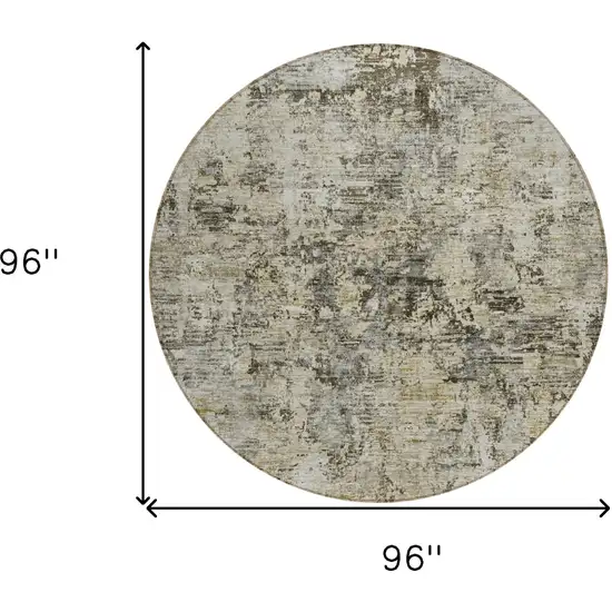 8' Taupe Beige And Gray Round Abstract Washable Indoor Outdoor Area Rug Photo 3