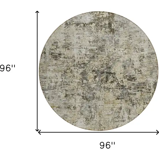8' Taupe Beige And Gray Round Abstract Washable Indoor Outdoor Area Rug Photo 3