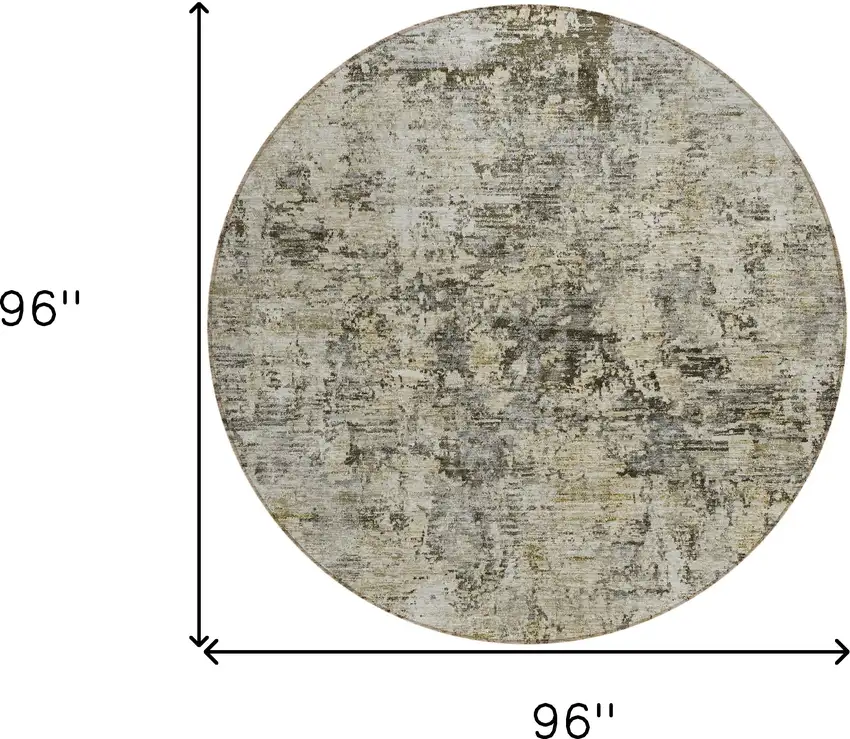8' Taupe Beige And Gray Round Abstract Washable Indoor Outdoor Area Rug Photo 3