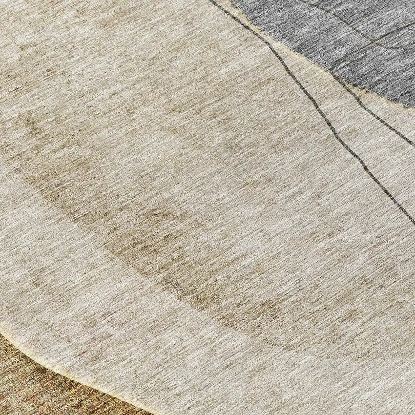 8' Taupe Beige And Gray Round Abstract Washable Indoor Outdoor Area Rug Photo 9