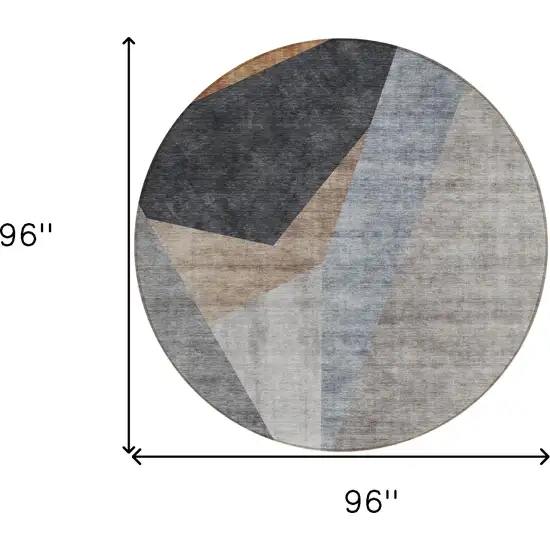 8' Taupe Beige And Gray Round Abstract Washable Indoor Outdoor Area Rug Photo 8