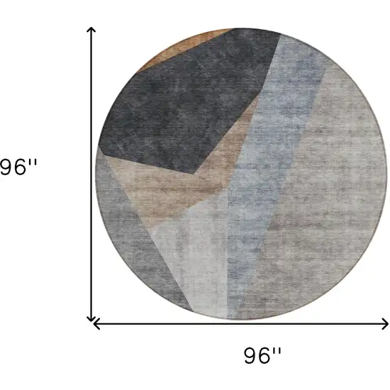 8' Taupe Beige And Gray Round Abstract Washable Indoor Outdoor Area Rug Photo 8