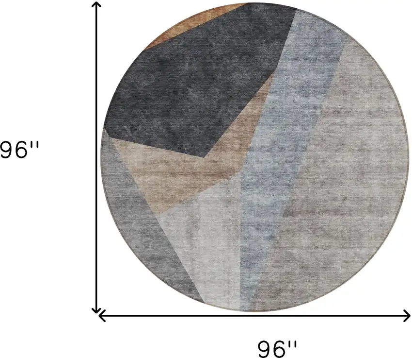 8' Taupe Beige And Gray Round Abstract Washable Indoor Outdoor Area Rug Photo 8