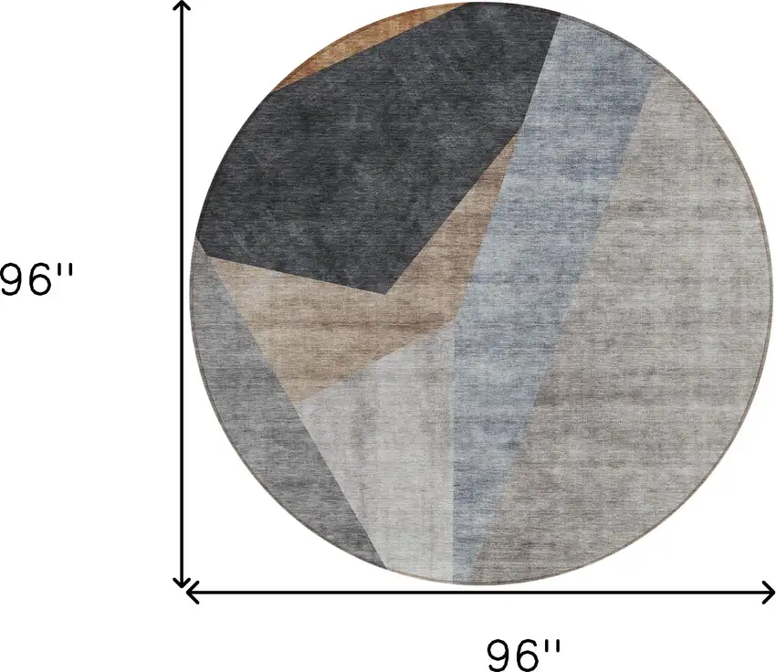 8' Taupe Beige And Gray Round Abstract Washable Indoor Outdoor Area Rug Photo 8