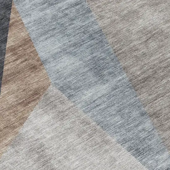 8' Taupe Beige And Gray Round Abstract Washable Indoor Outdoor Area Rug Photo 9