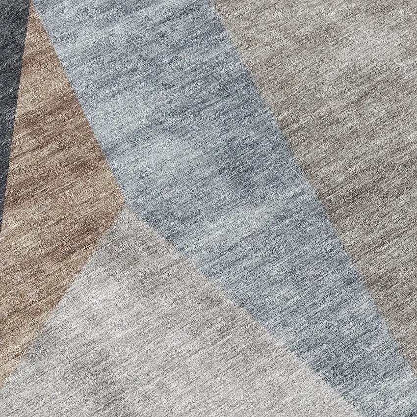 8' Taupe Beige And Gray Round Abstract Washable Indoor Outdoor Area Rug Photo 9