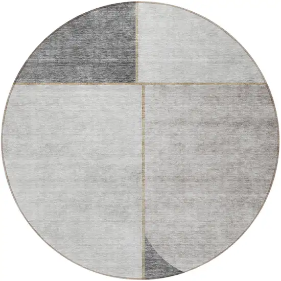 8' Taupe Beige And Gray Round Abstract Washable Indoor Outdoor Area Rug Photo 4