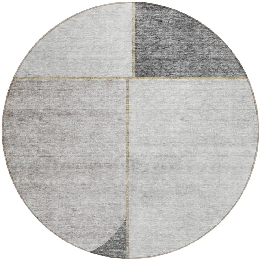 8' Taupe Beige And Gray Round Abstract Washable Indoor Outdoor Area Rug Photo 1