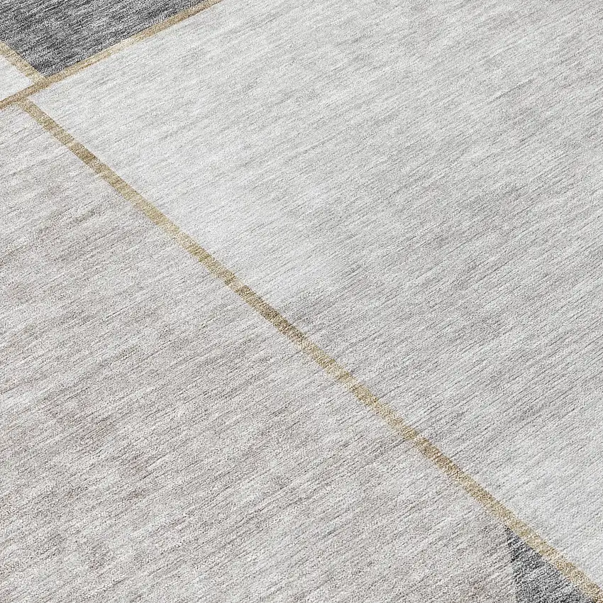 8' Taupe Beige And Gray Round Abstract Washable Indoor Outdoor Area Rug Photo 8